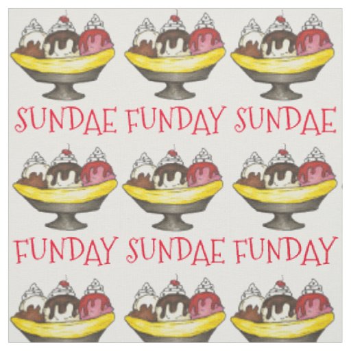 SUNDAE (SUNDAY) FUNDAY Ice Cream Banana Split Food Fabric