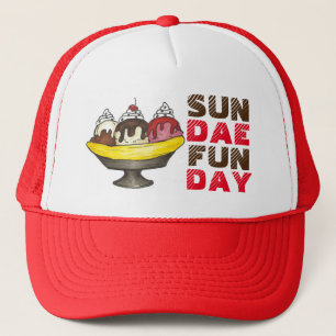SUNDAE (SUNDAY) FUNDAY Ice Cream Banana Split Food Trucker Hat