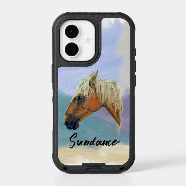 "Sundance" - Horse Portrait - Personalize Your Otterbox iPhone Case (Back)
