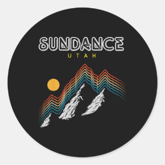 Sundance Utah - Usa Hiking And Climbing 1980s Retr Classic Round Sticker