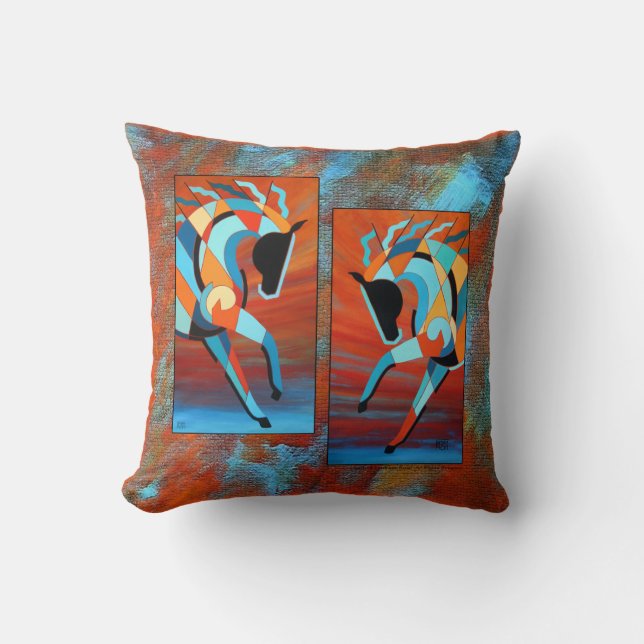 SunDancer Horse Throw Pillow 16x16 (Front)