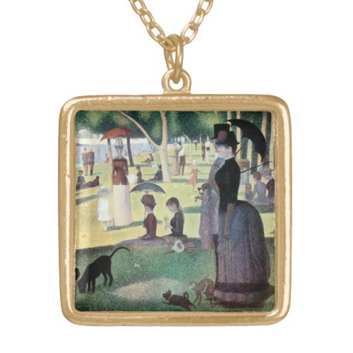 Sunday Afternoon Island La Grande Jatte by Seurat Gold Plated Necklace