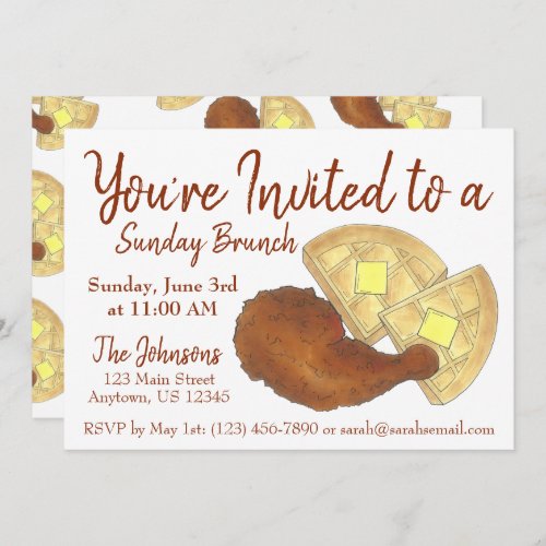 Sunday Breakfast Brunch Chicken and Waffles Invitation