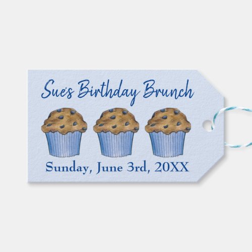 Sunday Breakfast Brunch Party Blueberry Muffin Gift Tags