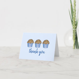 Sunday Breakfast Brunch Party Blueberry Muffin Letterpress Thank You Card