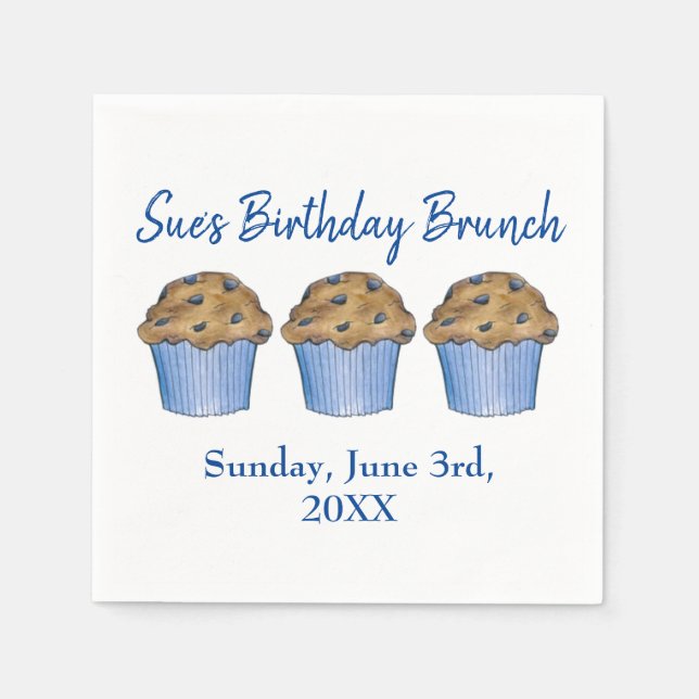 Sunday Breakfast Brunch Party Blueberry Muffin Napkins (Front)