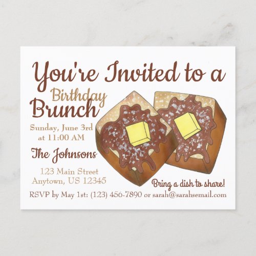 Sunday Breakfast Brunch Party French Toast Invitation Postcard