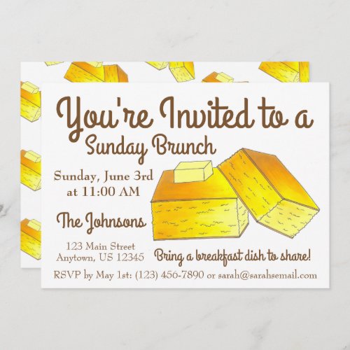 Sunday Breakfast Brunch Spoonbread Corn Bread Invitation