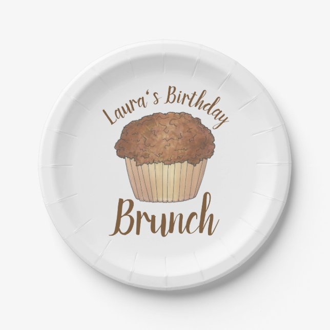 Sunday Breakfast Brunch Streusel Crumb Muffin Paper Plates (Front)