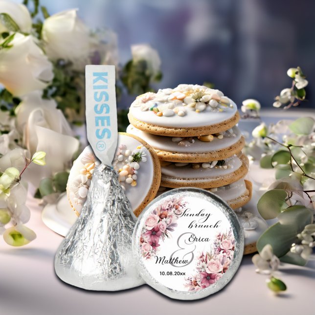 Sunday Brunch Dusty Pink Boho Floral Wedding Hershey®'s Kisses® (Creator Uploaded)