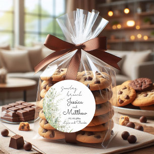 Sunday brunch Dusty Sage Green Flowers Wedding Classic Round Sticker