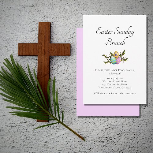 Sunday Brunch Elegant Easter Decorated Eggs  Invitation