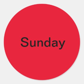 Sunday Day Of The Week Red Stickers by Cherylsart at Zazzle