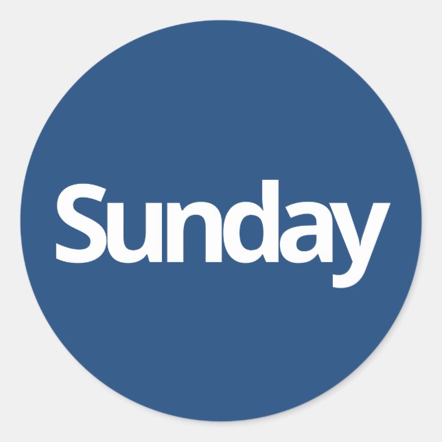 Sunday day planning supplies simple navy white classic round sticker (Front)