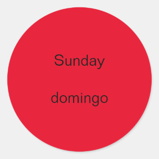 Sunday domingo English to Spanish Stickers