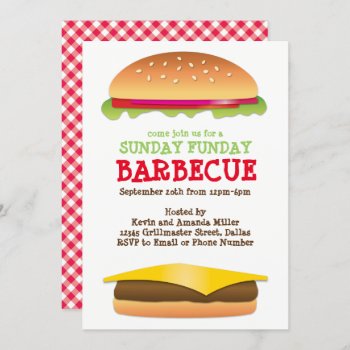 Sunday Funday Bbq Cheeseburger Invitation by Charmalot at Zazzle