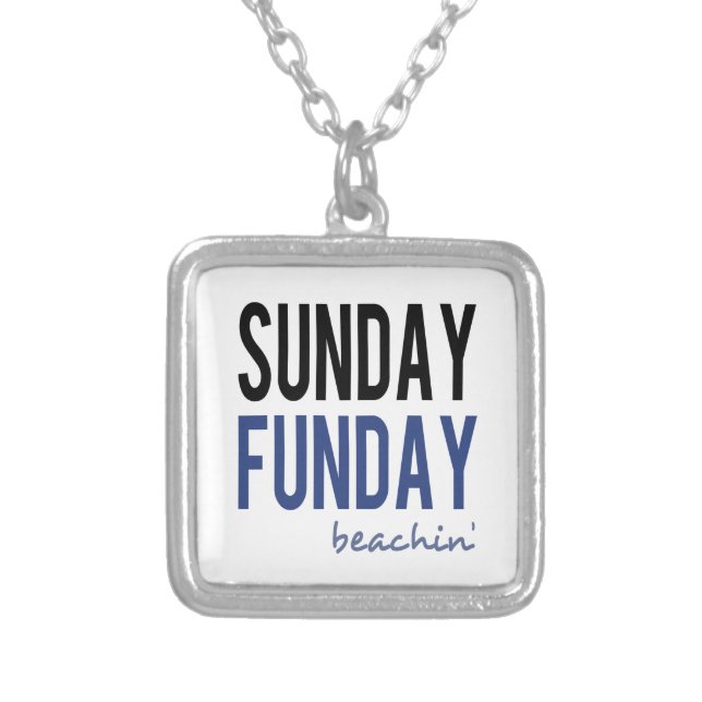 Sunday Funday Beachin' Silver Plated Necklace (Front)