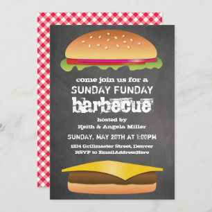 Sunday Funday Chalkboard Barbecue Party Invitation