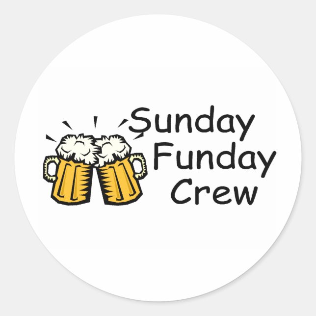 Sunday Funday Crew Beer Classic Round Sticker (Front)