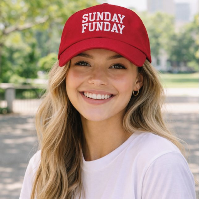 'Sunday Funday' Football Weekend, Golf Course Gift Embroidered Baseball Cap (Creator Uploaded)