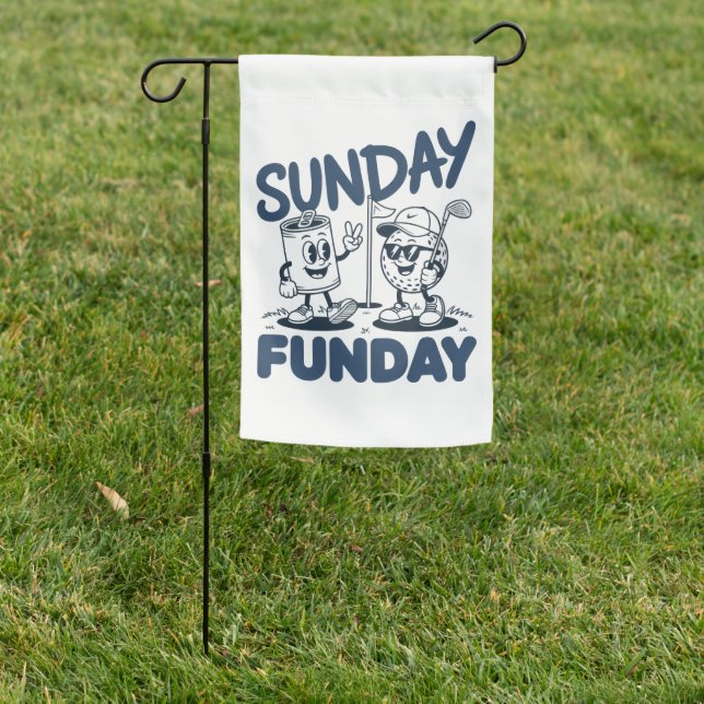 Sunday Funday Golf Funny Golfing Golfers Retro Garden Flag (In SItu)