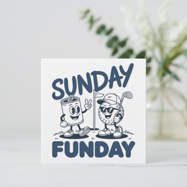 Sunday Funday Golf Funny Golfing Golfers Retro Invitation (Standing Front)