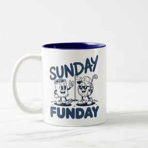 Sunday Funday Golf Funny Golfing Golfers Retro Two-Tone Coffee Mug