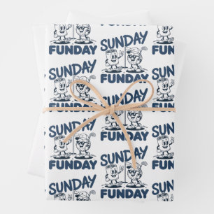 Sunday Funday Golf Funny Golfing Golfers Retro Wrapping Paper Sheets