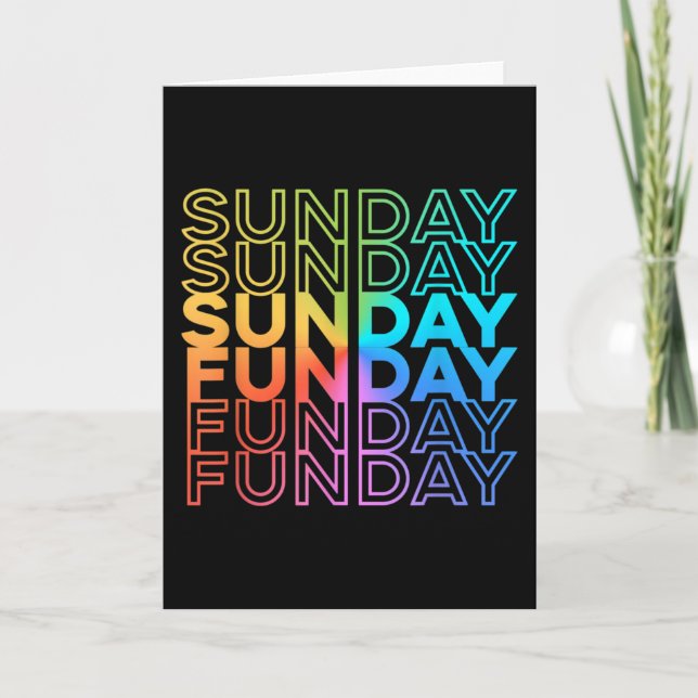 Sunday Funday Rainbow Fade Color Party Card (Front)
