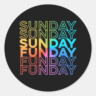 Sunday Funday Rainbow Fade Color Party Classic Round Sticker