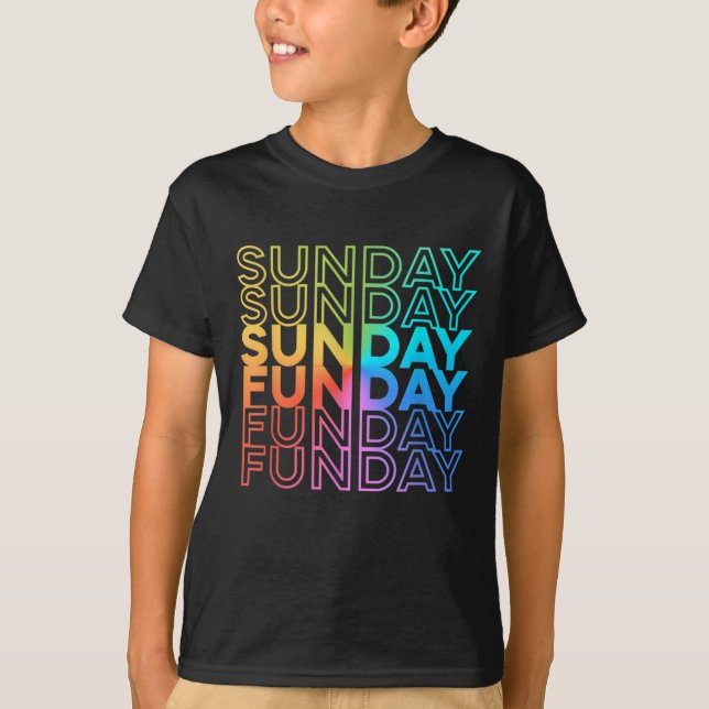 Sunday Funday Rainbow Fade Color Party T-Shirt (Front)
