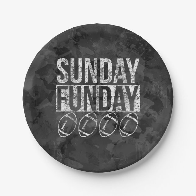Sunday Funday Vintage Football Paper Plates (Front)