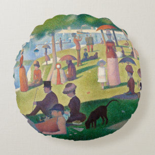 Sunday on La Grande Jatte Seurat Painting Round Pillow