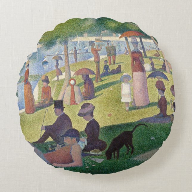 Sunday on La Grande Jatte Seurat Painting Round Pillow (Front)