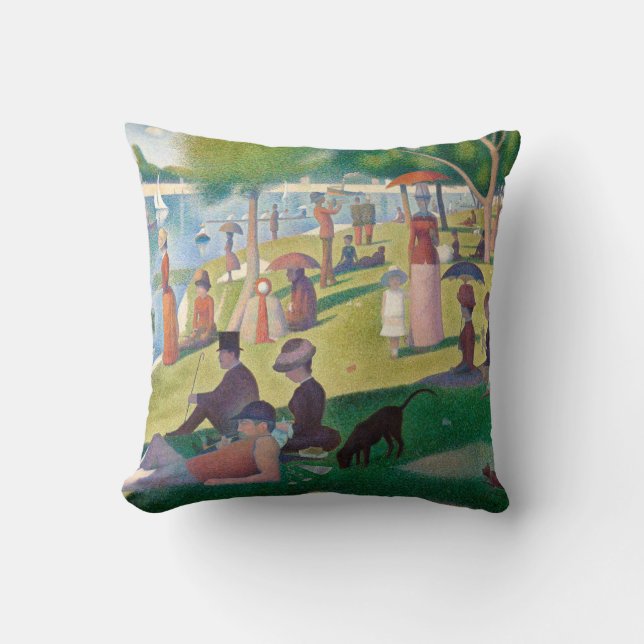 Sunday on La Grande Jatte Seurat Painting Throw Pillow (Front)