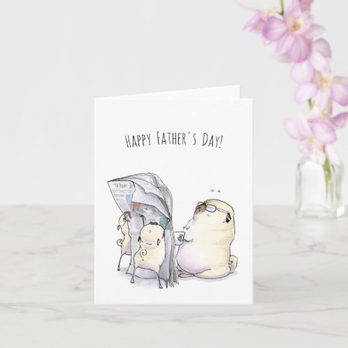 Sunday Paper funny pug Fathers Day card
