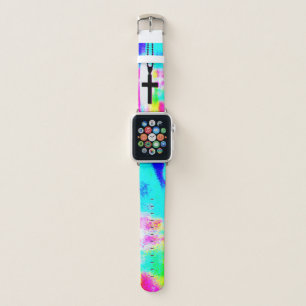 Sunday Prayers Cross Multicolored Background Apple Watch Band