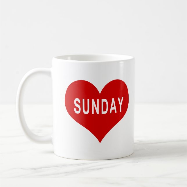 SUNDAY Red Love Heart Coffee Mug (Left)