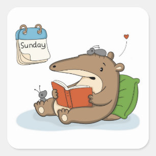 Sunday Reset Anteater Square Sticker