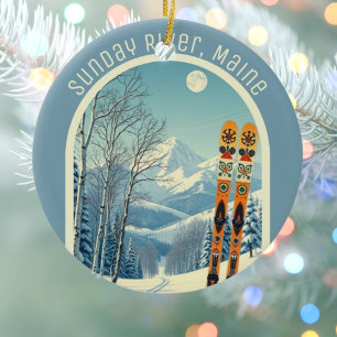 Sunday River Maine ski area souvenir  Ceramic Ornament