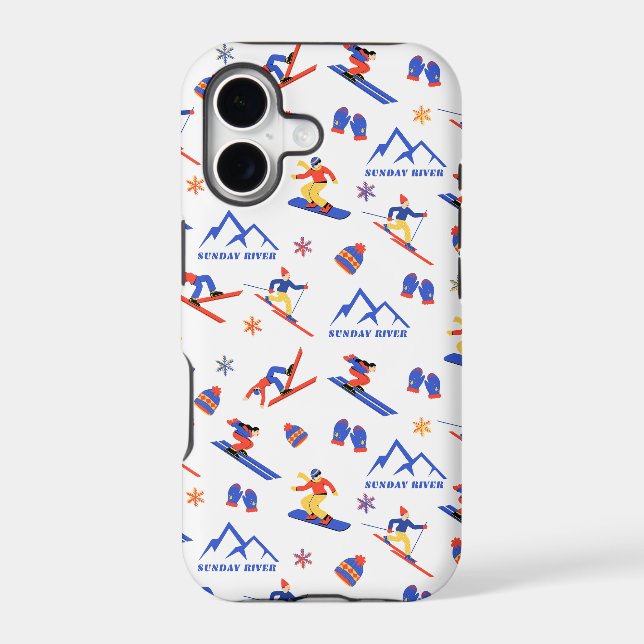 Sunday River Maine Ski Snowboard Pattern Iphone Case (Back)