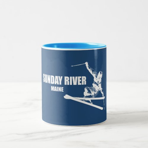 Sunday River Maine Skier Two-Tone Coffee Mug