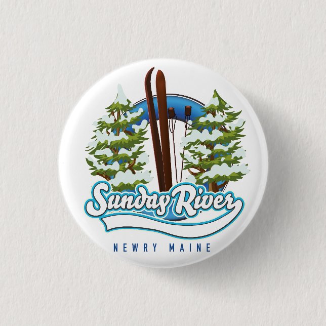 Sunday River Newry Maine ski logo Button (Front)