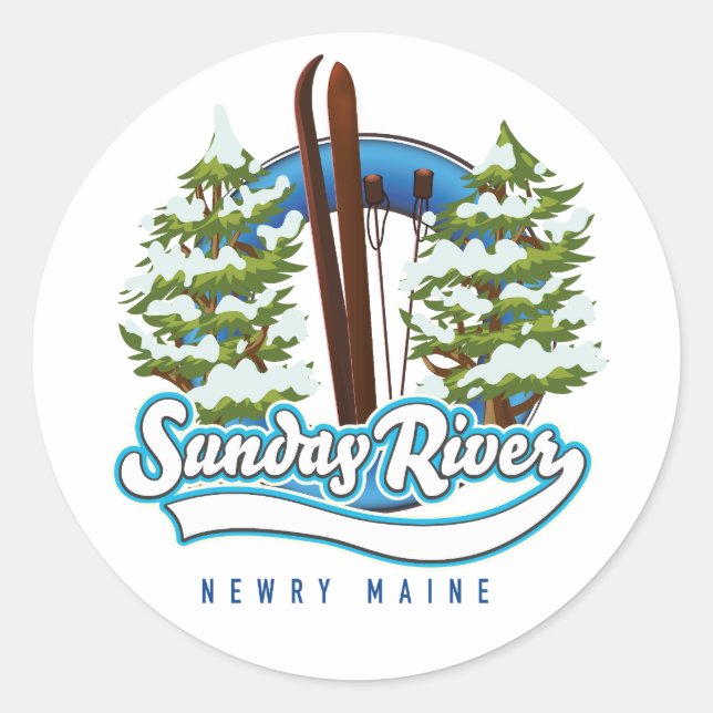 Sunday River Newry Maine ski logo Classic Round Sticker (Front)