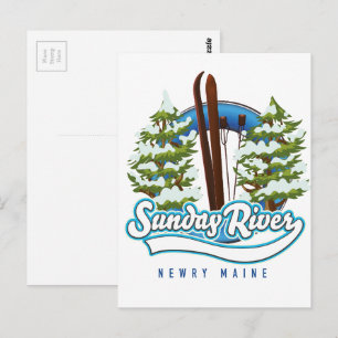 Sunday River Newry Maine ski logo Postcard