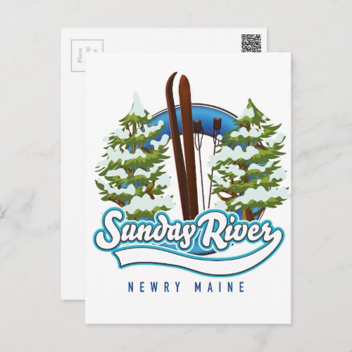 Sunday River Newry Maine ski logo Postcard