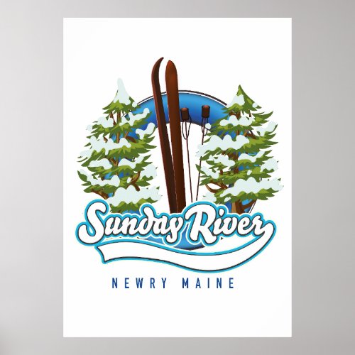 Sunday River Newry Maine ski logo Poster