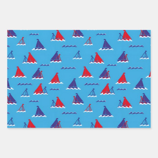 Sunday Sail Dark Wrapping Paper Sheets (Front 3)