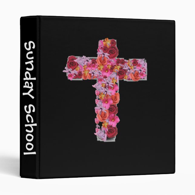 Sunday School Binder with Beautiful Flower Cross (Front/Spine)