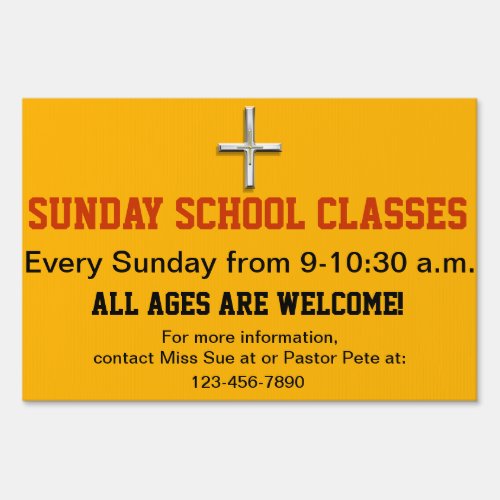 Sunday School Classes Yard Sign